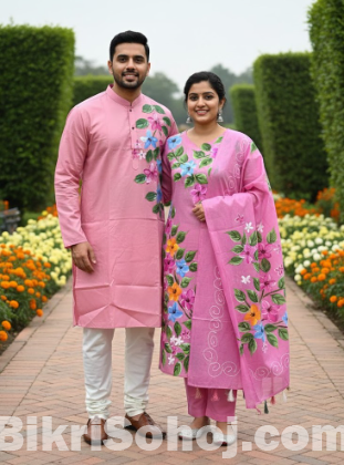 Panjabi Three Piece Couple Set